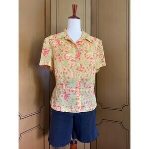 Short sleeves blouse with flower print, size 12
